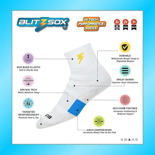 BLITZSOX Hi-Tech Performance Sports Socks for Men (Badminton, Running, Gym & Indoor Training), Pack of 3